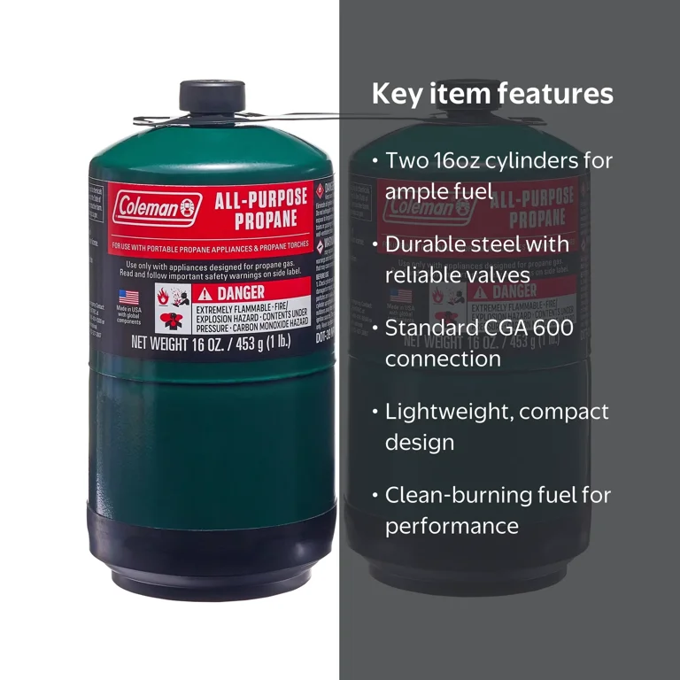All-Purpose Propane Gas Cylinder 16oz 2-Pack for Camping