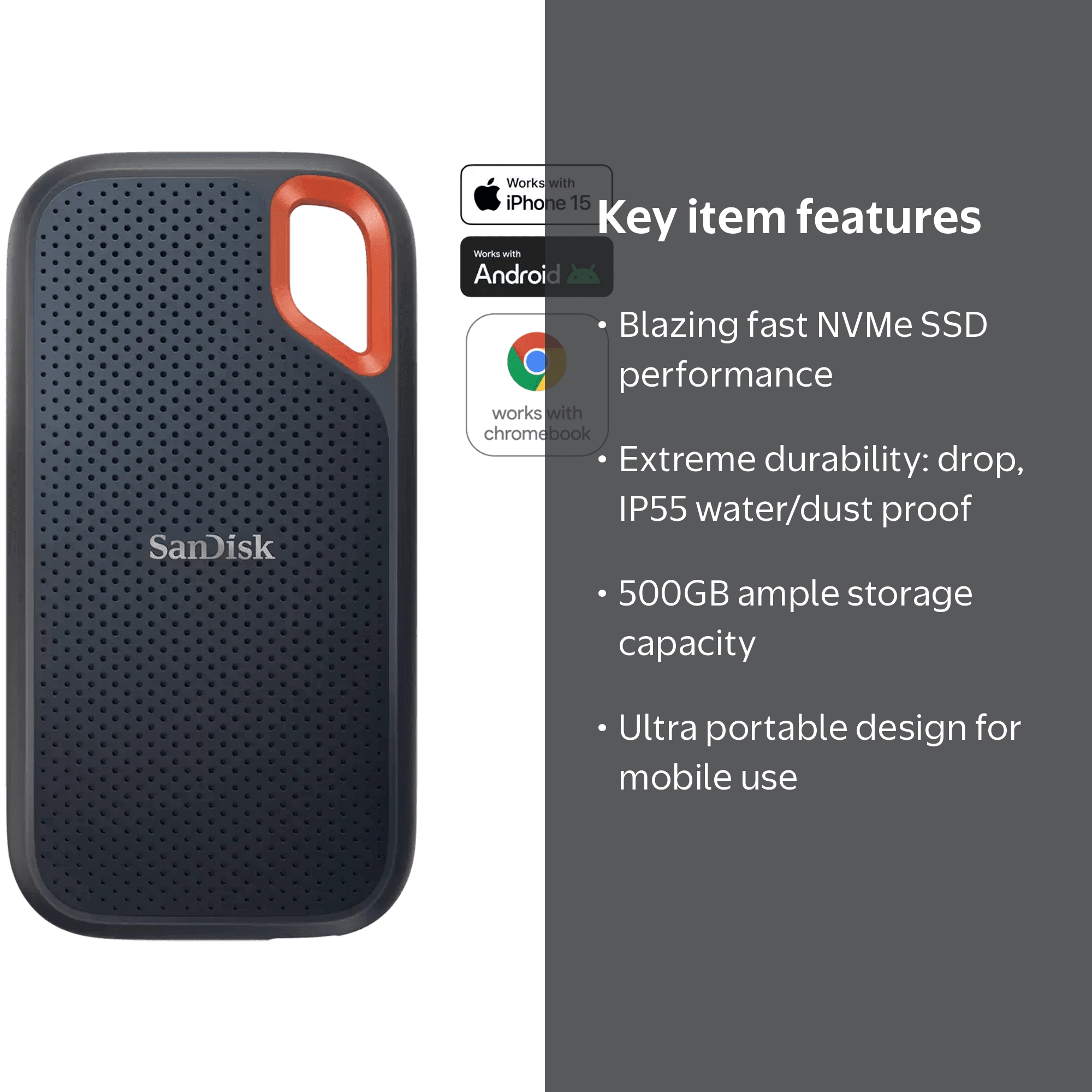 SanDisk, External Solid State Drive, 500GB, Portable - Walmart.com