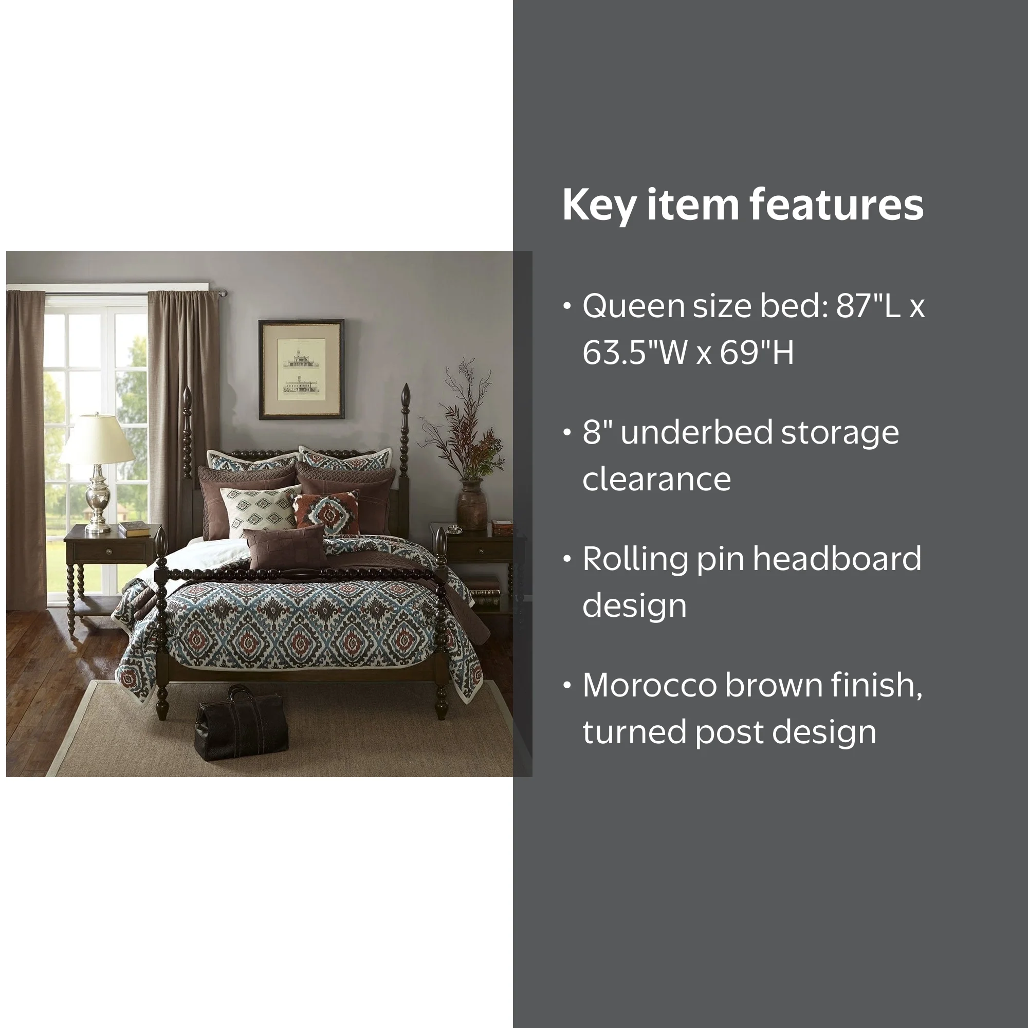 Madison Park Signature Beckett Bed Queen with Rolling Pin