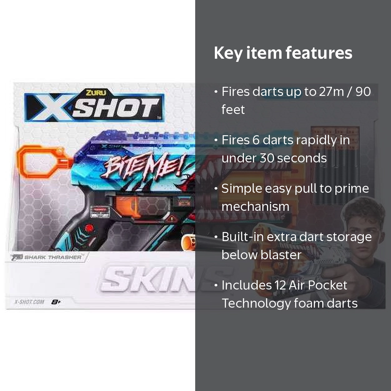 X-Shot Griefer Shark Thrasher Toy Gun Blaster for Kids with Foam