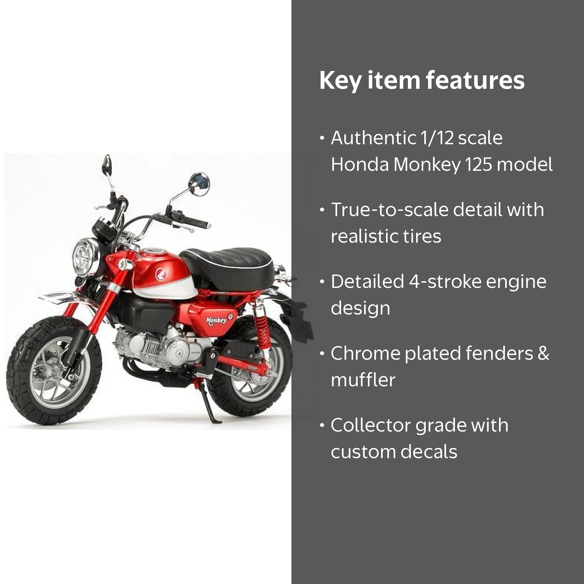 Tamiya 1/12 Scale Honda Monkey 125 Motorcycle Toy Model - TAM14134