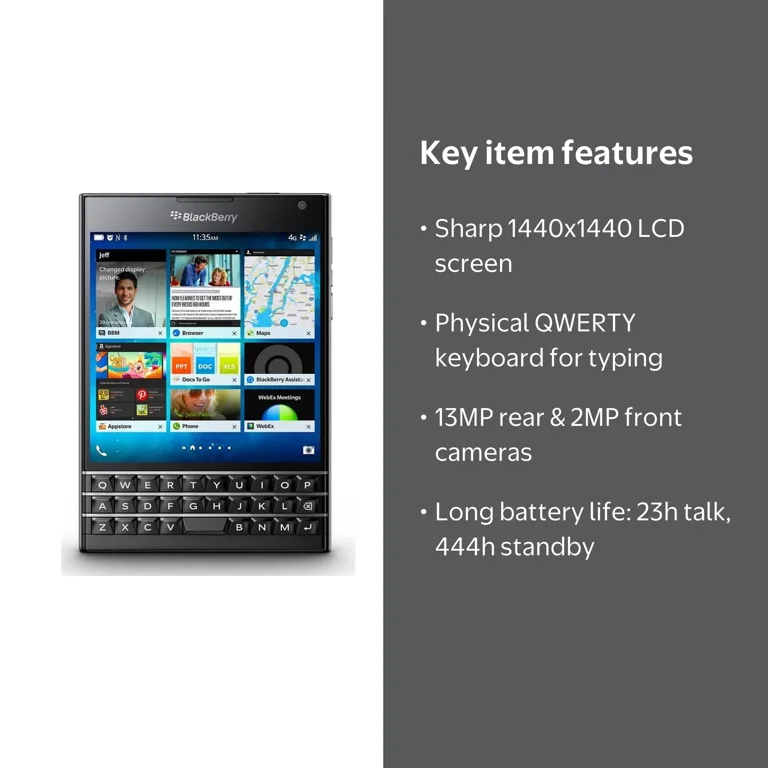 BlackBerry Passport 32GB Unlocked Smartphone, Black - Walmart.com