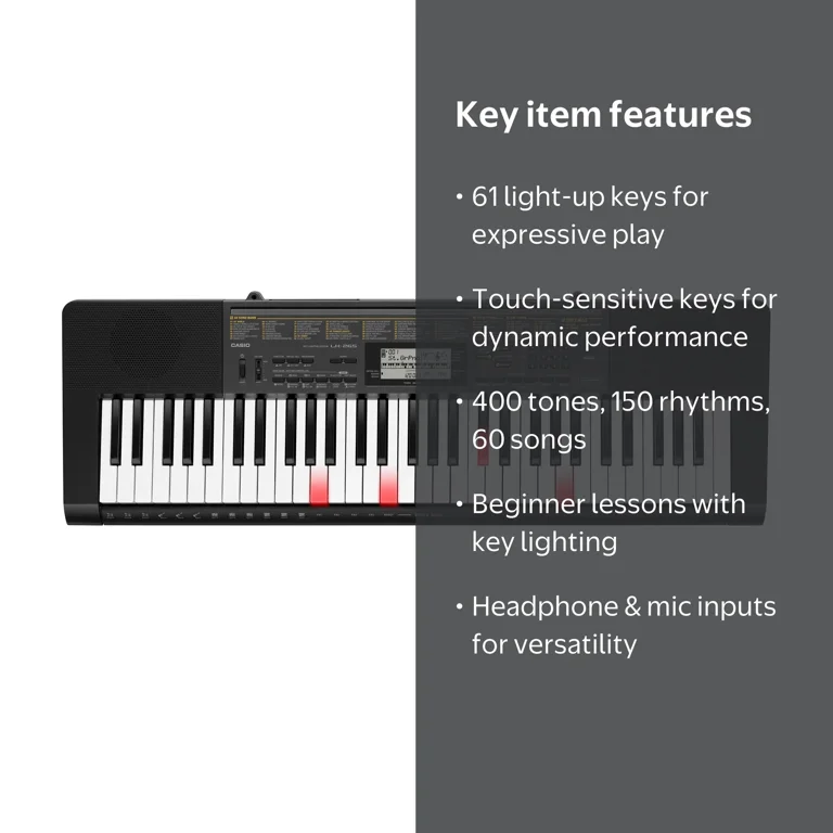 Casio LK-265 61-Key Lighted Portable Touch Sensitive Keyboard with