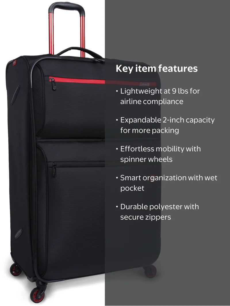 Coleman 30in TruLite, Light Weight Spinner Luggage Black - Walmart.com