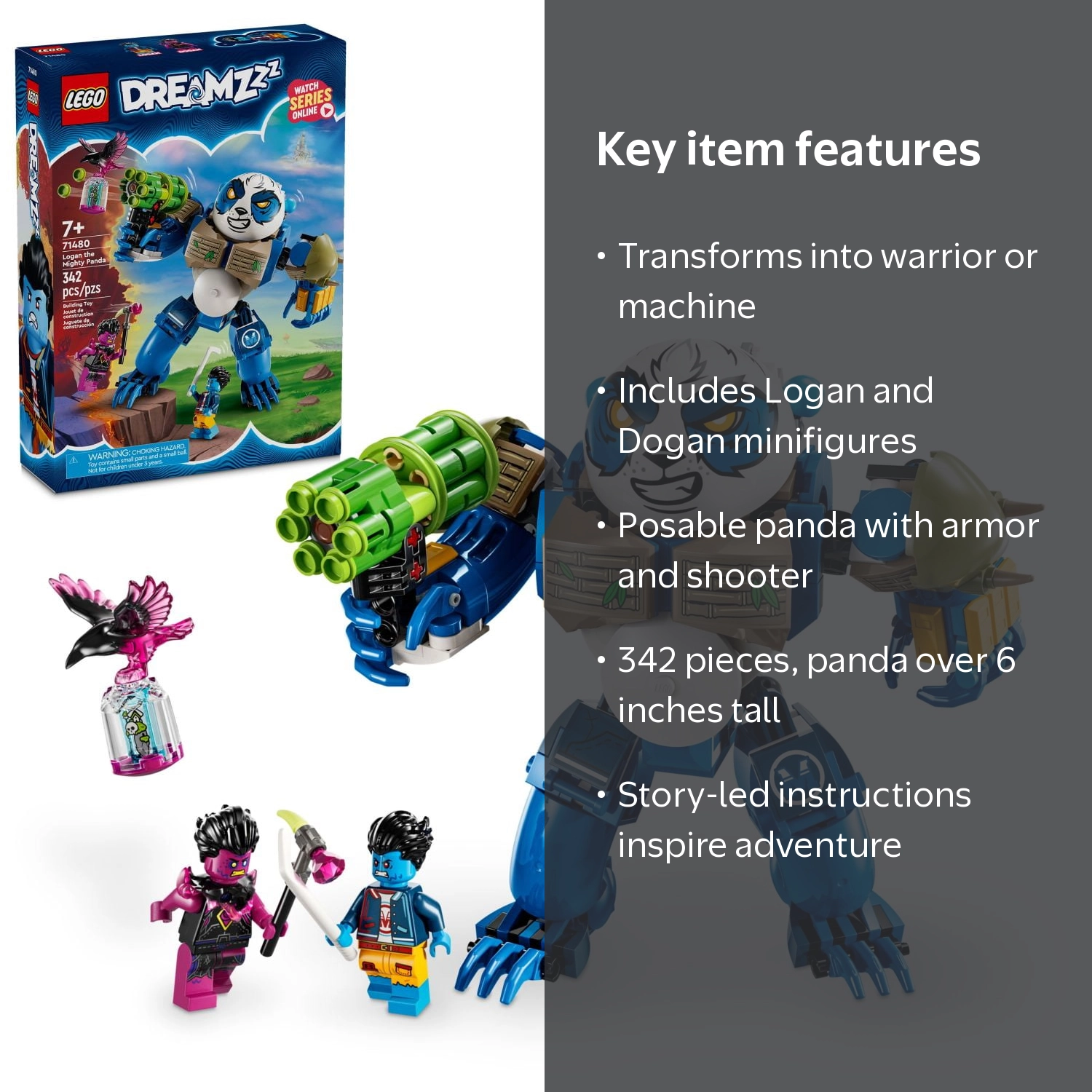 LEGO, DREAMZzz Logan the Mighty Panda, 71480, 342 Pieces - Walmart.com