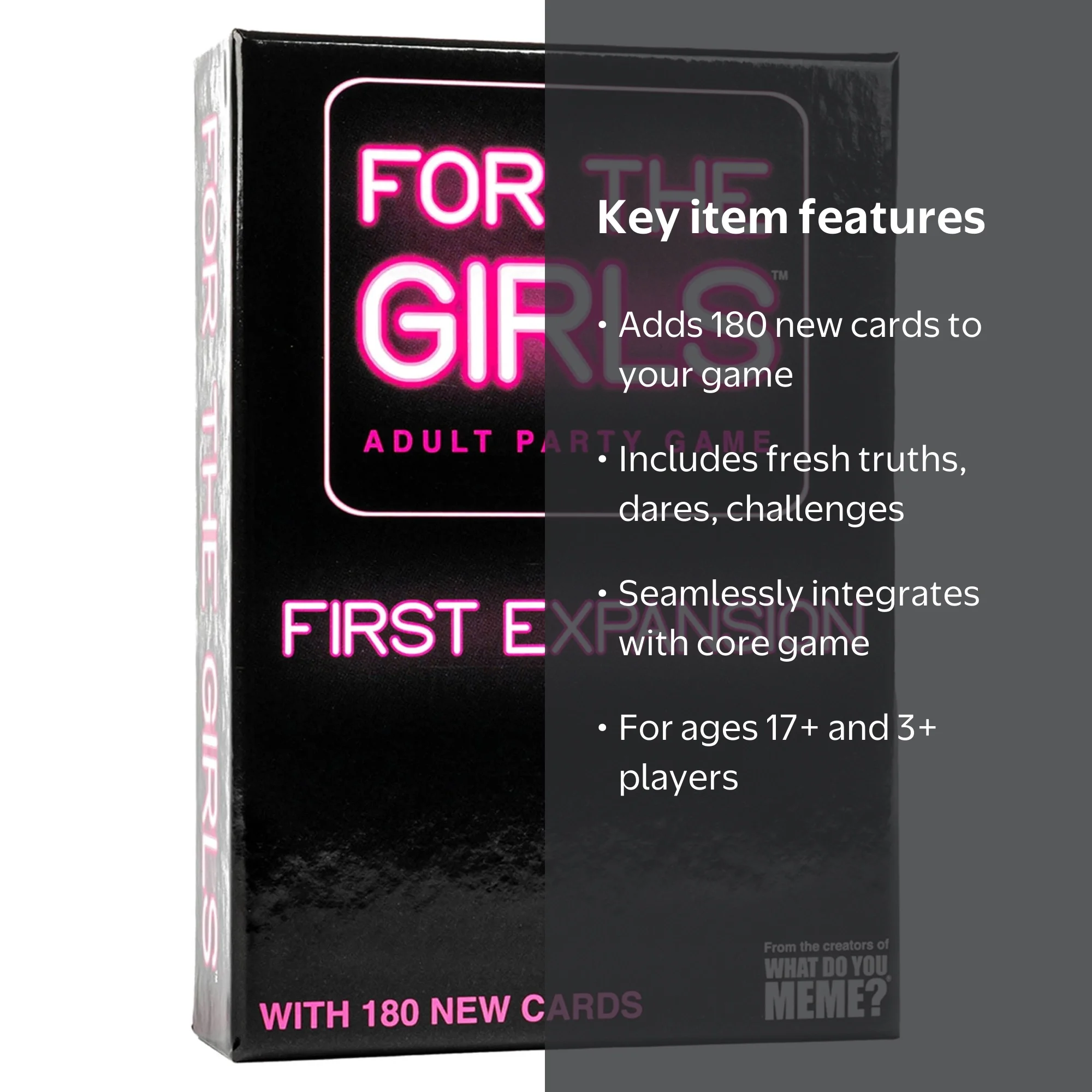 For The Girls Expansion Pack Party Game, Designed to be added to