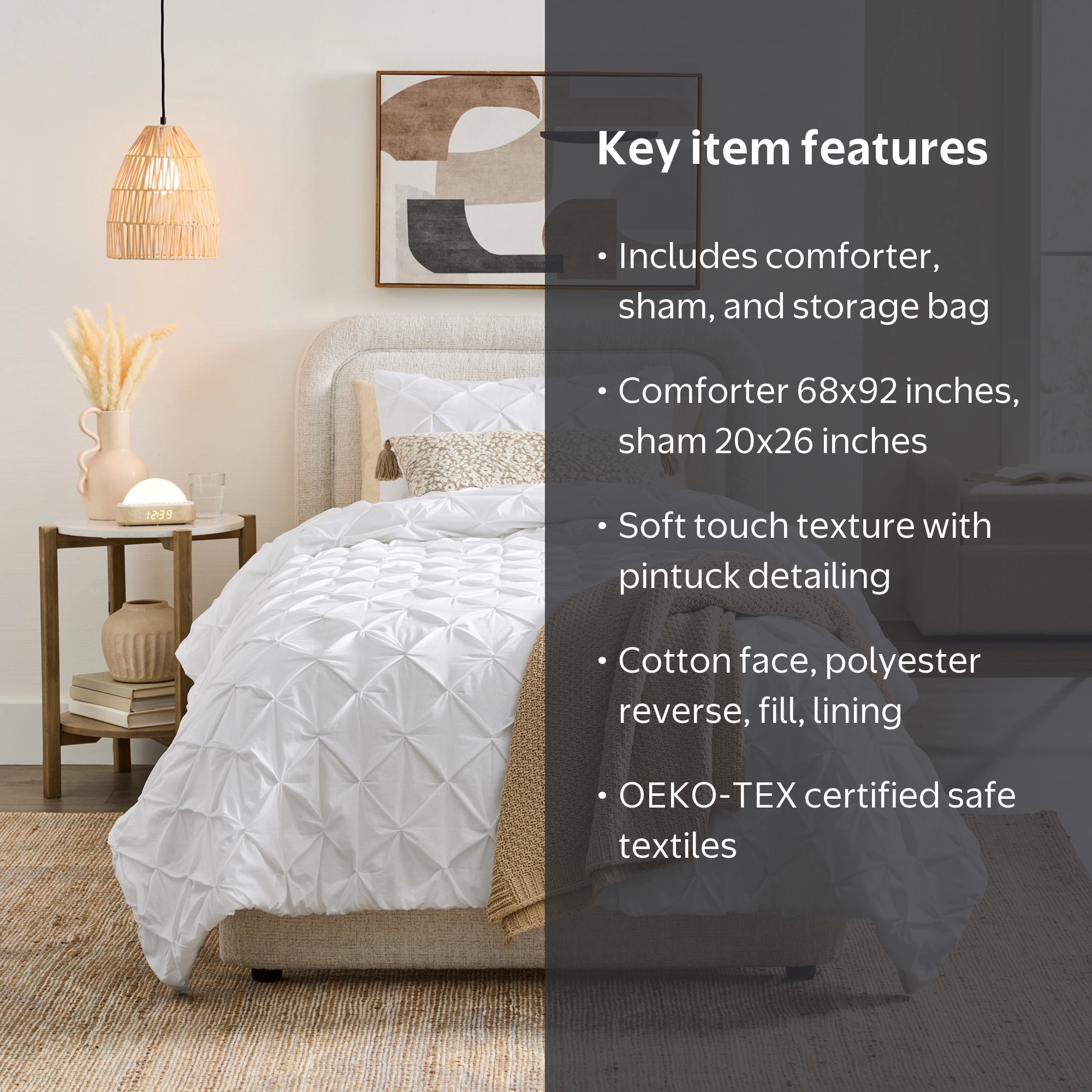 Better Homes & Gardens 2-Piece Arctic White Pintuck Comforter Set