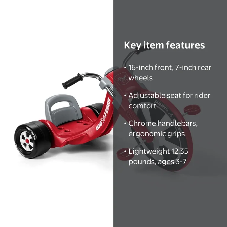 Radio Flyer Deluxe Big Flyer, Red Chopper Style Kids Tricycle with