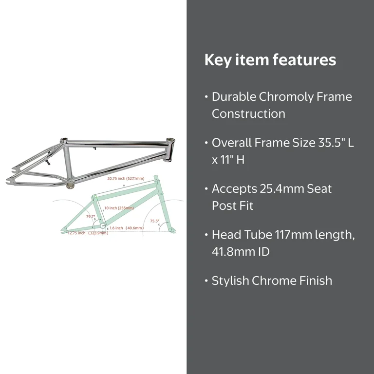 Bike 20 Freestyle Chromoly Frame Chrome. - Walmart.com