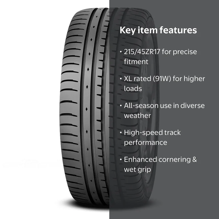 Accelera, Passenger Tire, 215/45ZR17 91W XL, All Season - Walmart.com