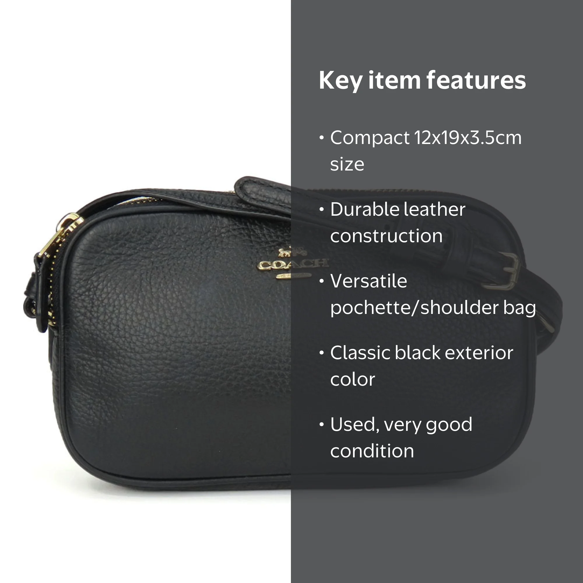 Pre-Owned Coach Shoulder Bag F30259 Leather Black Pochette Women's
