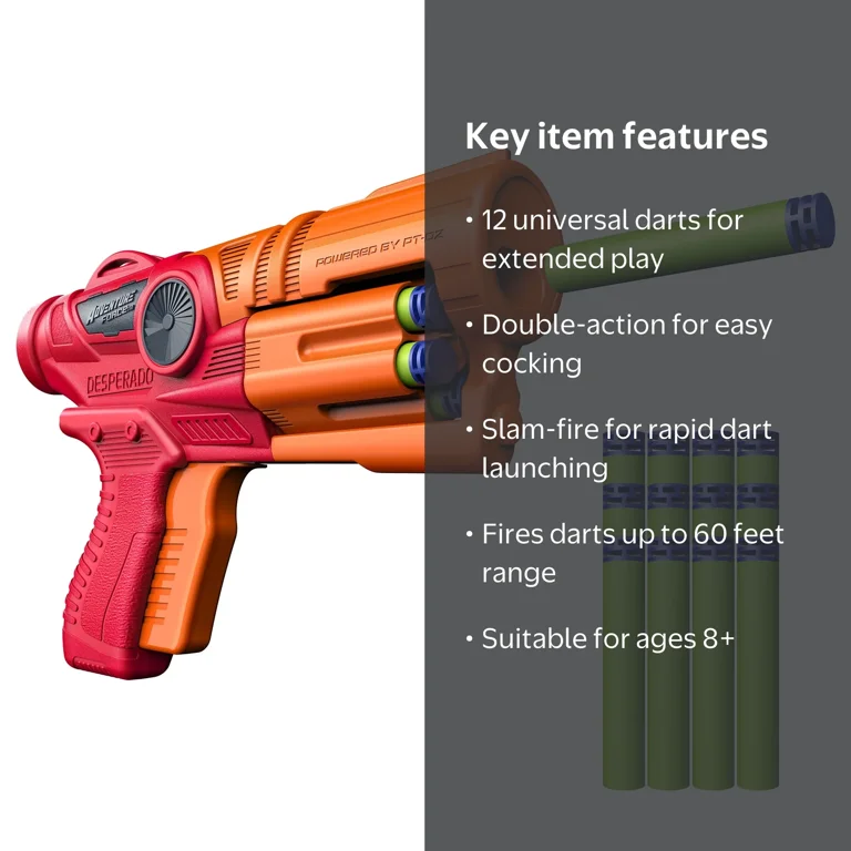 Adventure Force Desperado Foam Dart Blaster, Double-Action, 12