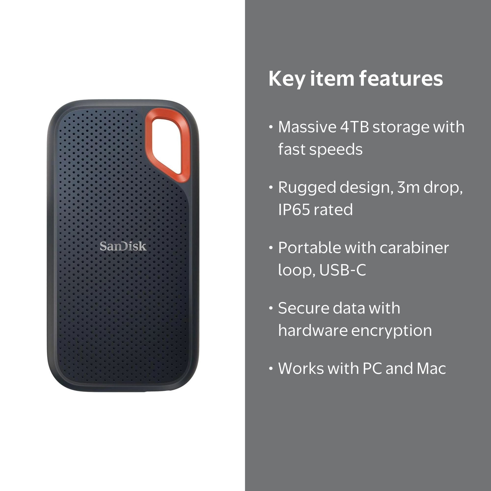 SanDisk 4TB Extreme External Portable SSD - Up to 1050MB/s - USB-C