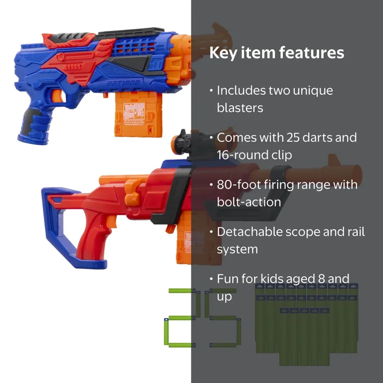 Adventure Force Dart Blaster Set with Bolt-Action Rifle, Revolver