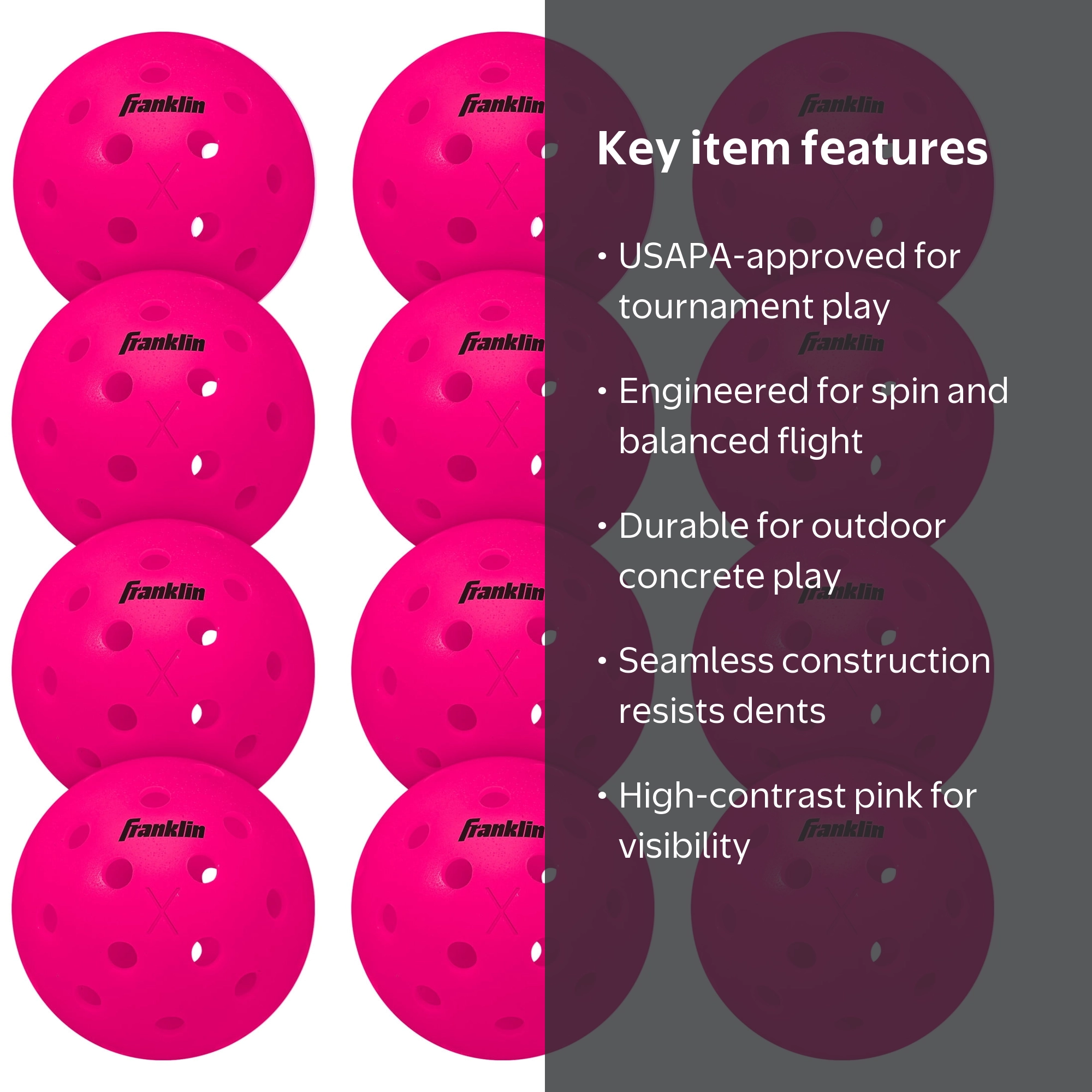 Franklin Sports, Outdoor Pickleballs, X-40, Pink 12 Pack - Walmart.com