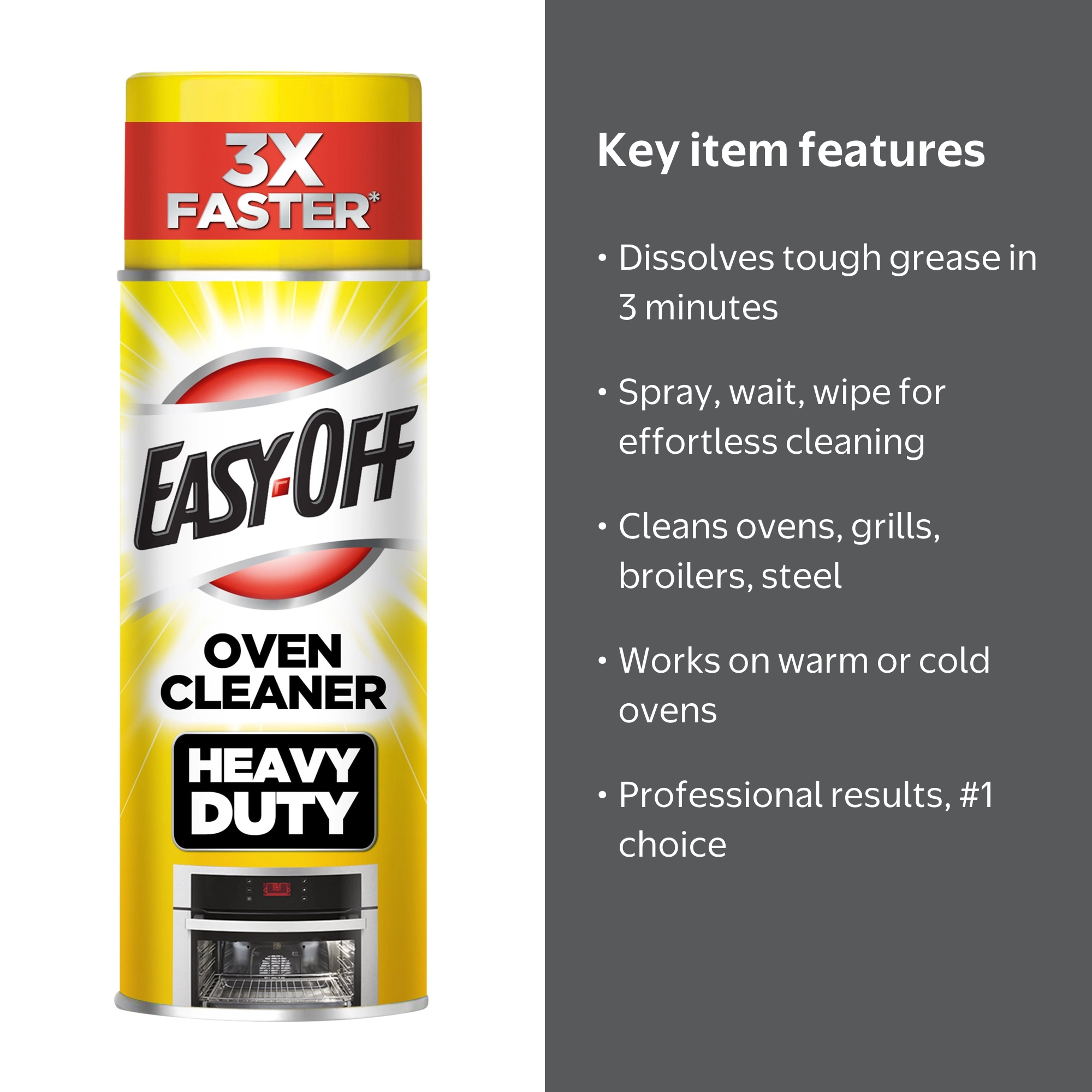 EASY-OFF, Heavy Duty Oven Cleaner Foam, 14.5oz, Removes Grease