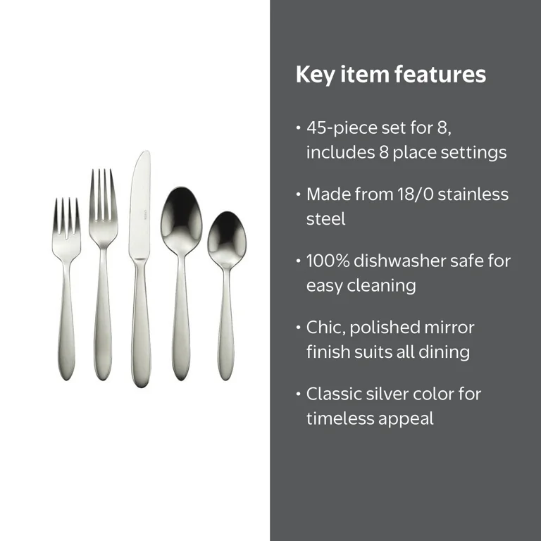 Oneida Mooncrest 45-Piece Silverware & Serving Set - Walmart.com