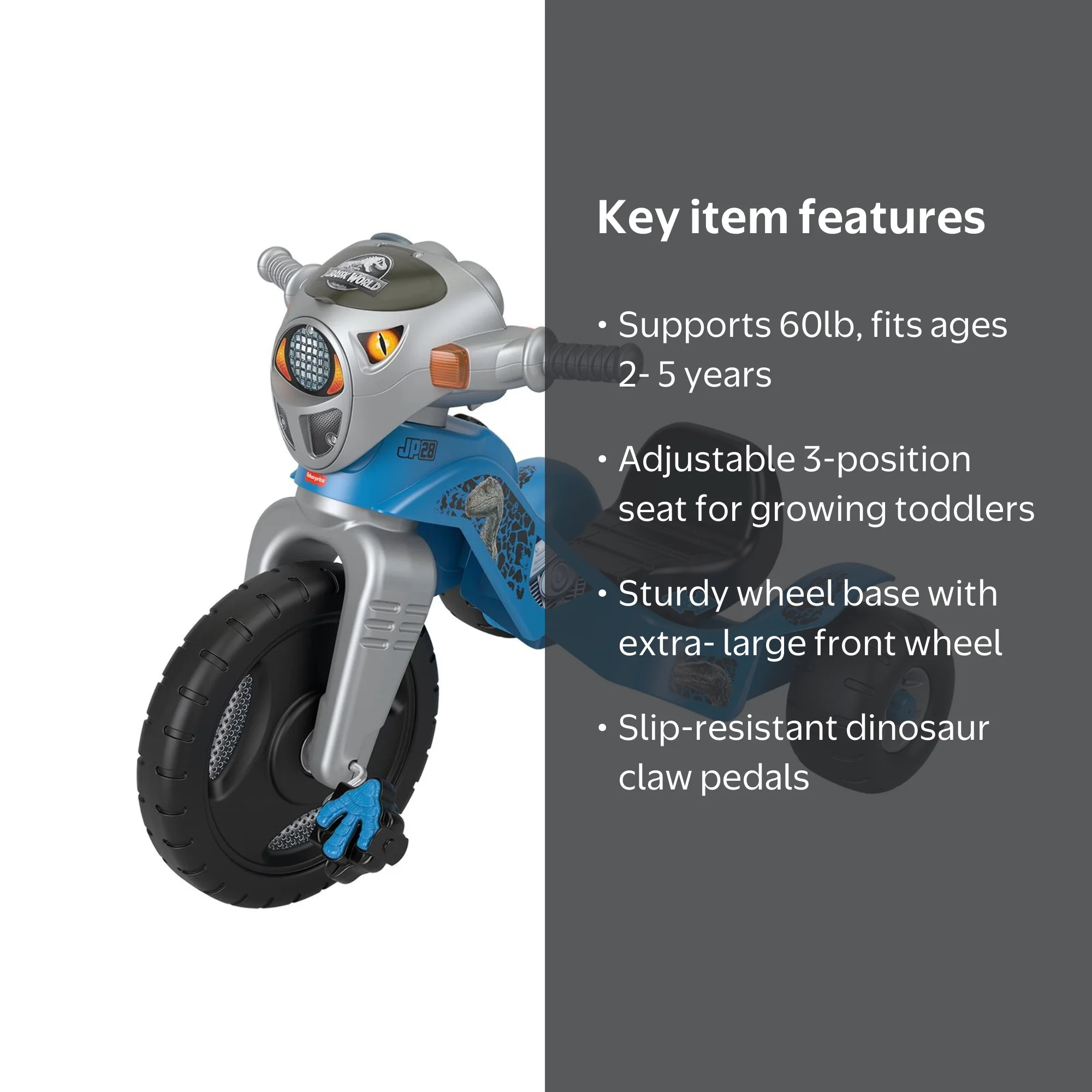 Fisher-Price Jurassic World Velociraptor Dino Trike Bike Toddler