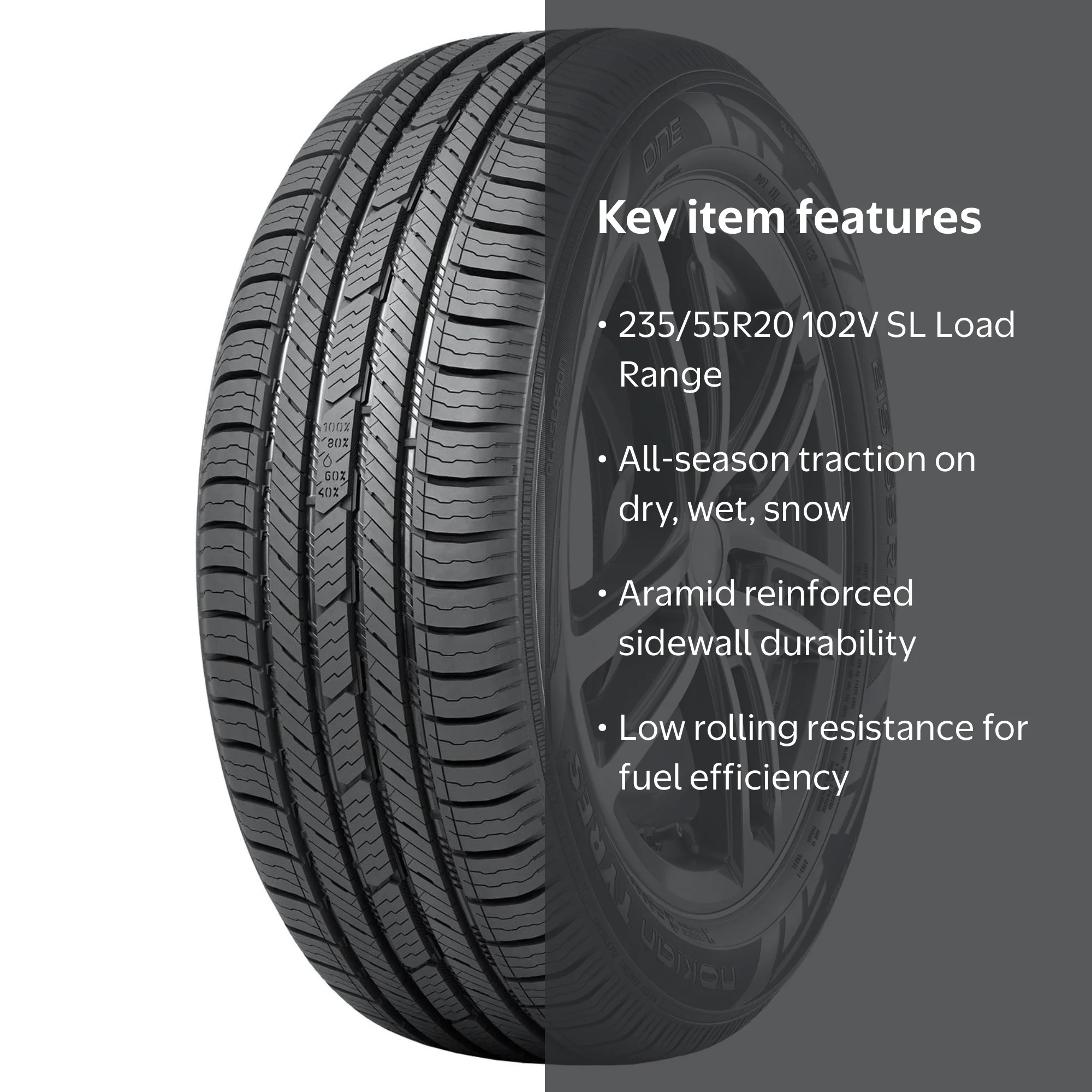 Nokian, All Season Passenger Tire, 235/55R20 102V, Durable Aramid