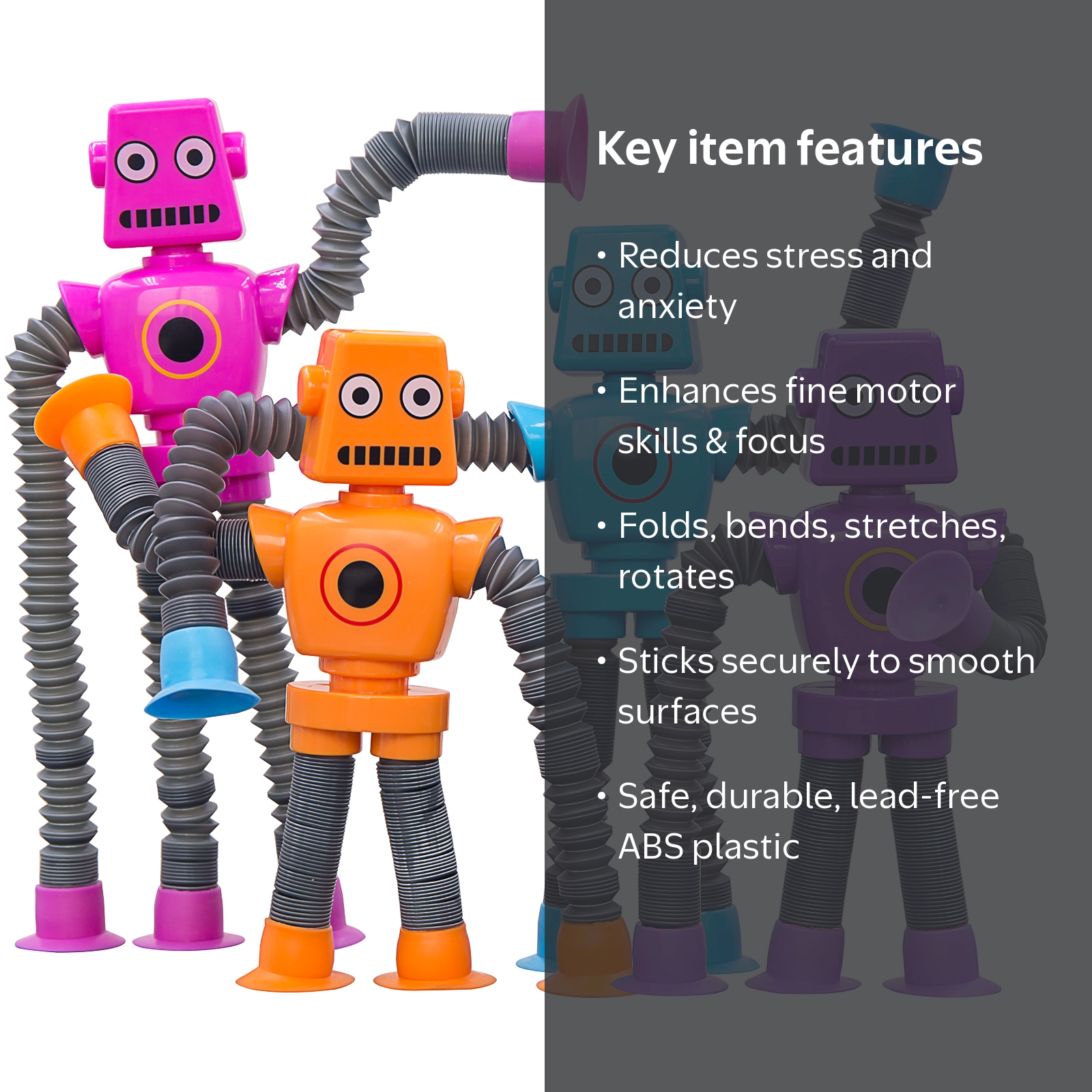 Pop Tubes Robot Fidget Toys for Kids, 4 Pack Fidget Sensory