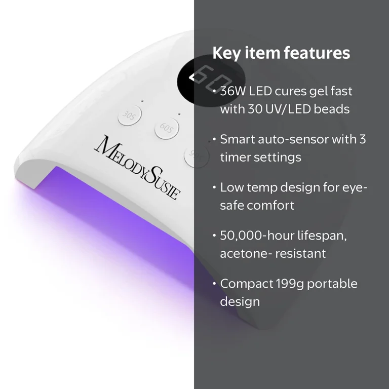 MelodySusie, Nail Lamp, UV Light, 36W, True 3 Timer, LCD Display