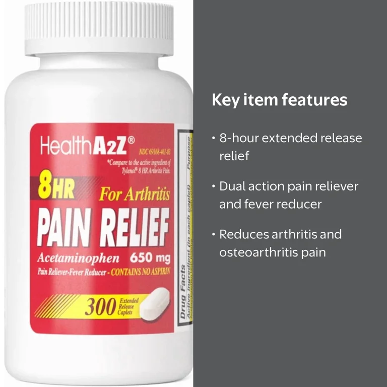 HealthA2Z Pain Relief Extended Release Acetaminophen 650mg 8 Hour