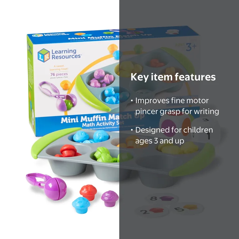 Learning Resources Mini Muffin Counting Toy Set, Color Sorting