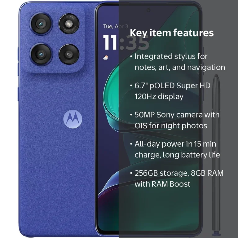 Motorola, Moto G Stylus, 8/256GB, Pantone Surf The Web, Blue