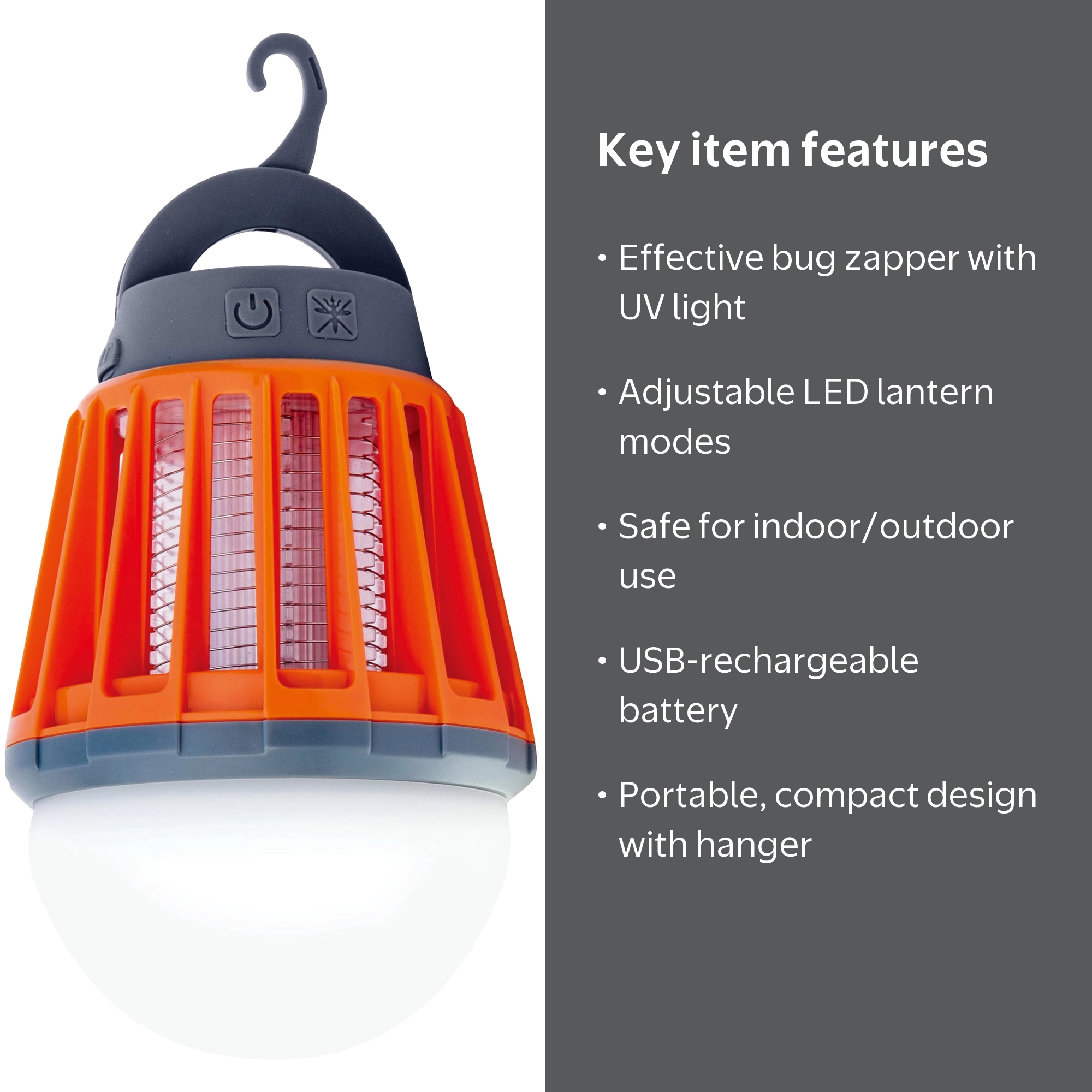 Ozark Trail Bug Zapper LED Lantern Rechargeable Battery Orange