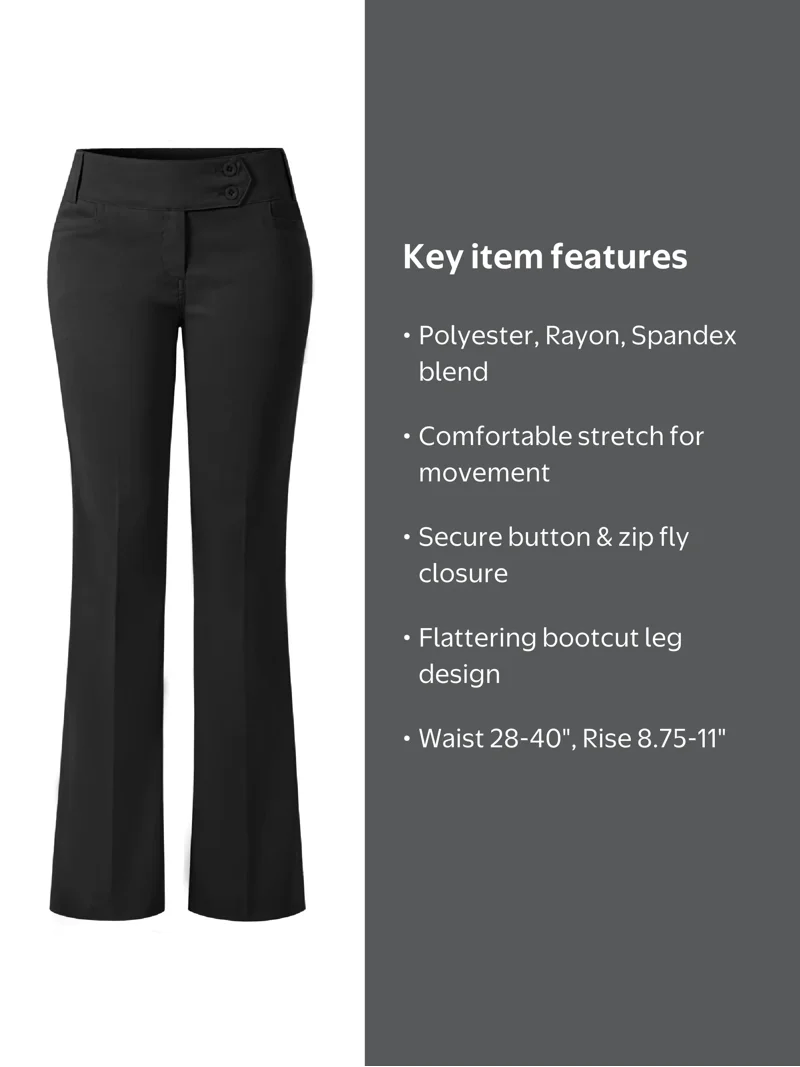 Made by Olivia Women's Relaxed Boot-Cut Wide Office Pants Trousers