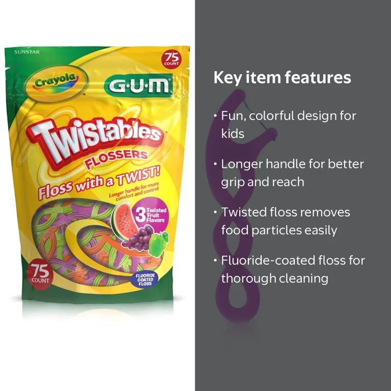 GUM Crayola Kid's Dental Floss - Twistables Flossers for