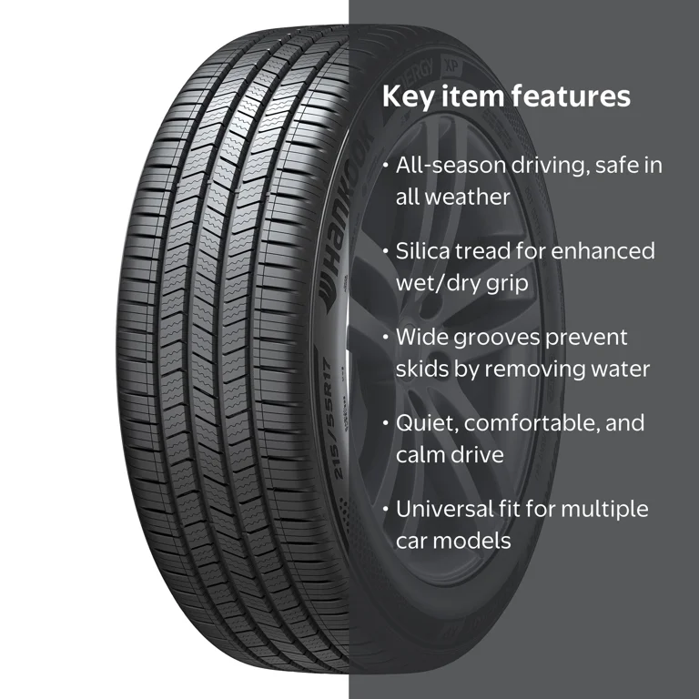 Hkook Kinergy XP H446 Tire, 215/55R17 94V, All-Season, Black