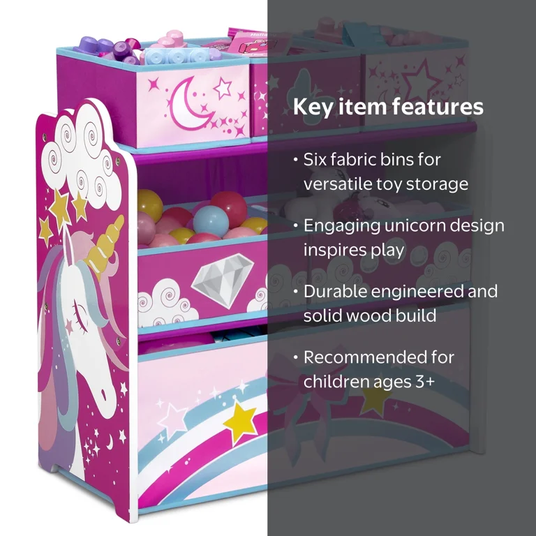 Delta Children Unicorn Design & Store 6 Bin Toy Storage Organizer