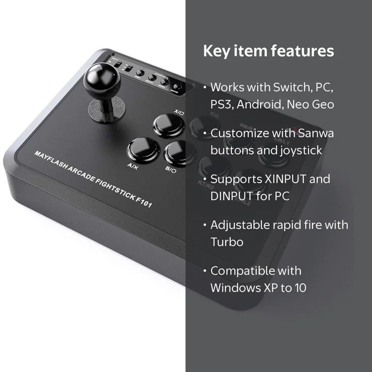 Mayflash, Arcade Fight Stick Joystick, Compatible with PS4, PC