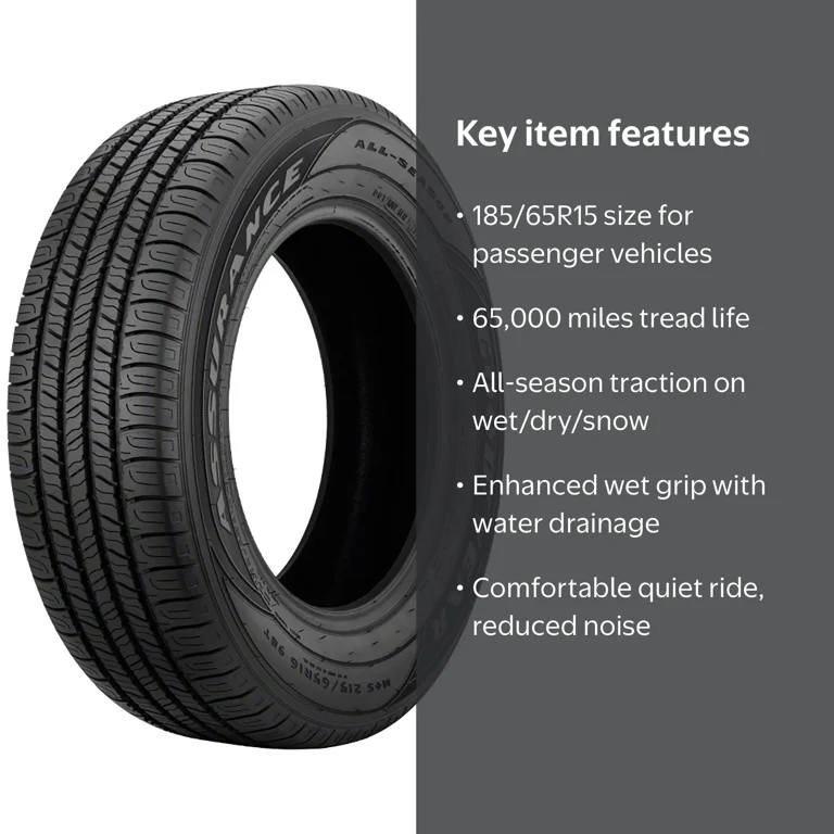 Goodyear Assurance Tires (Set of 4, 185/65R15 88T), 65000 Mile