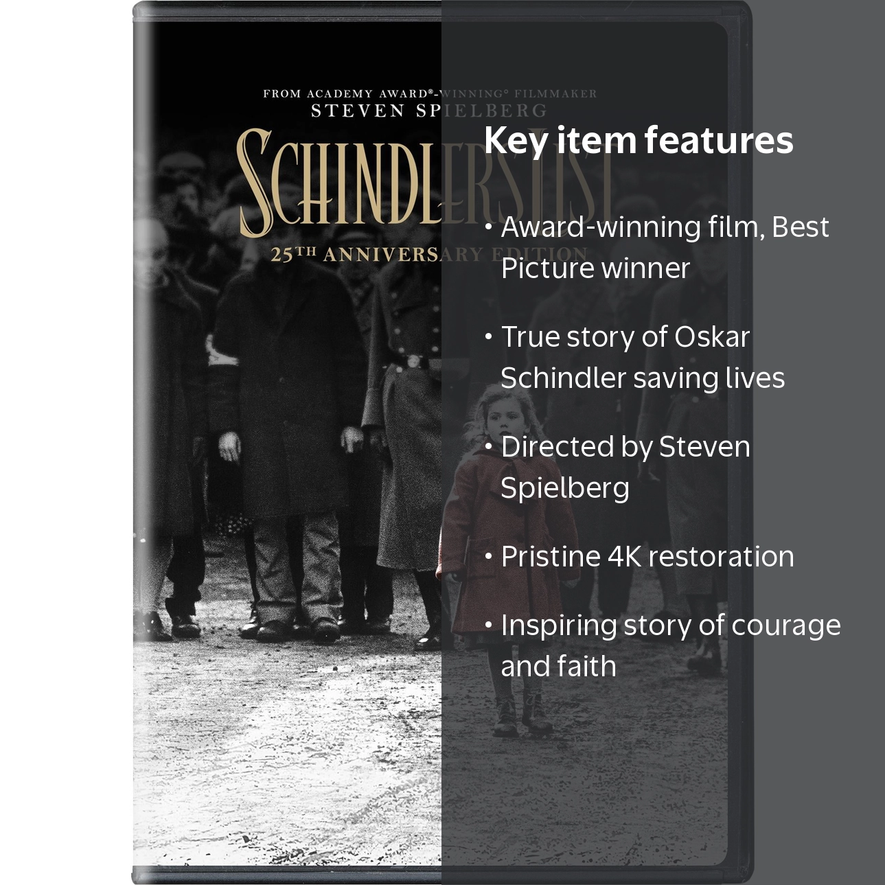 SDS, Schindler's List, 25th Anniversary Edition, DVD - Walmart.com