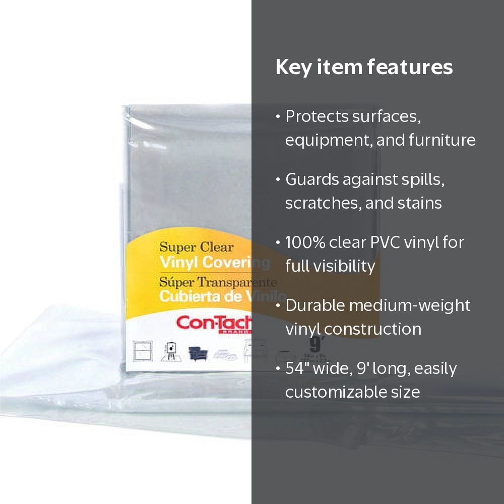 Con-Tact Vinyl Covering 54x108 inches Clear PVC Surface Protection