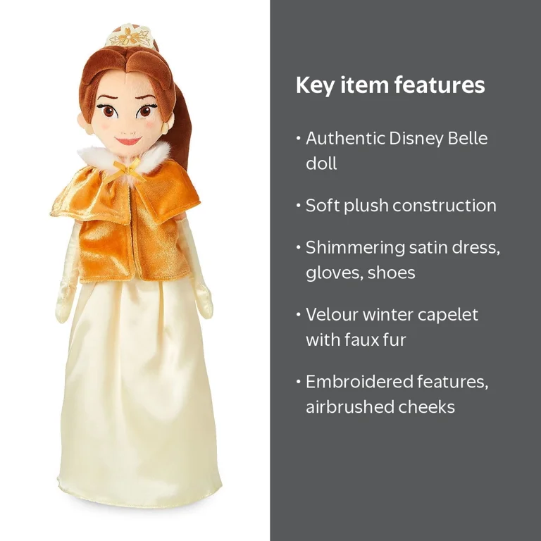 Disney Belle Plush Doll in Winter Cape Medium New with Tags