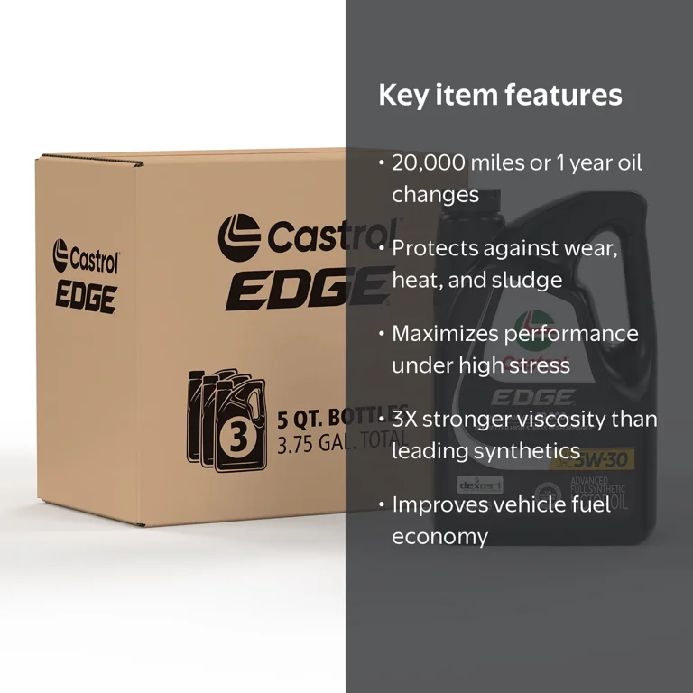 Castrol EDGE 5W-30 Advanced Full Synthetic Motor Oil, 5 Quarts