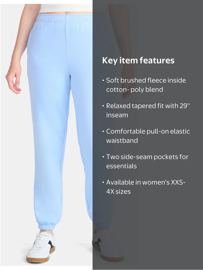 No Boundaries Soft Fleece Joggers, 29'' Inseam, Women's XXS-4X