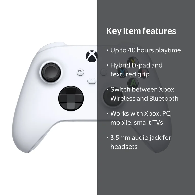 XBOX, Wireless Controller, Robot White, for Series X|S, One, PC