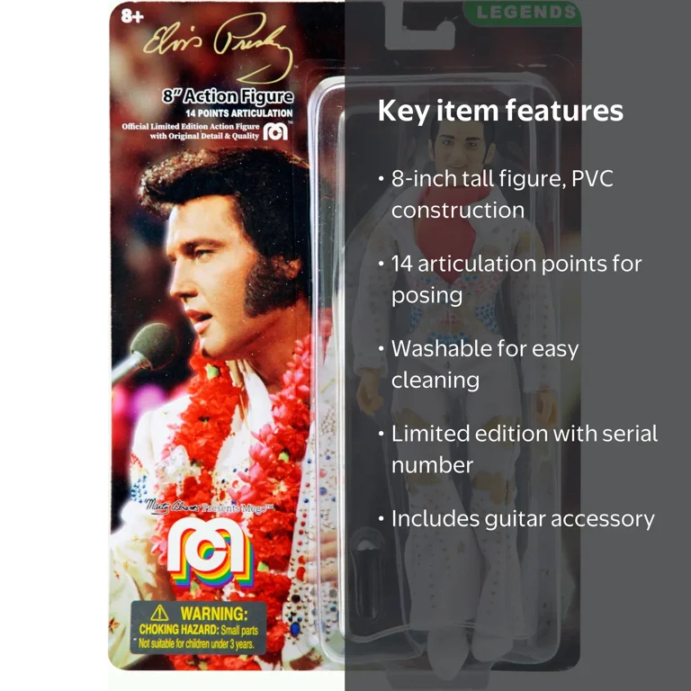 Mego Action Figure, 8” Elvis with Aloha Jumpsuit (Limited Edition