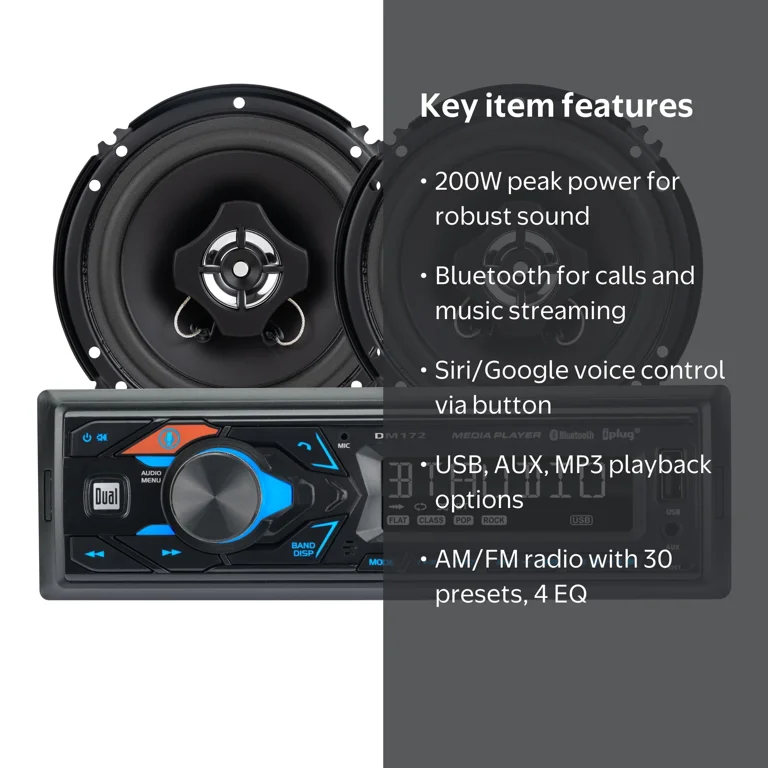 Dual, Car Stereo, XD172SPK2, Single DIN with Bluetooth and