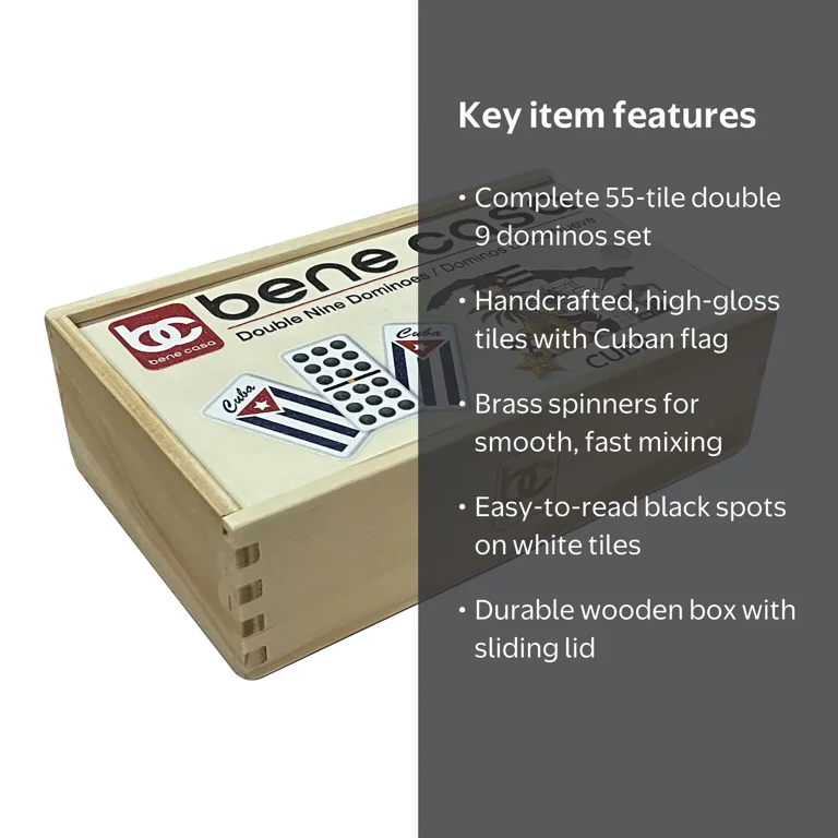 Bene Casa, Domino Set, Handcrafted Cuban Double 9 with Wooden