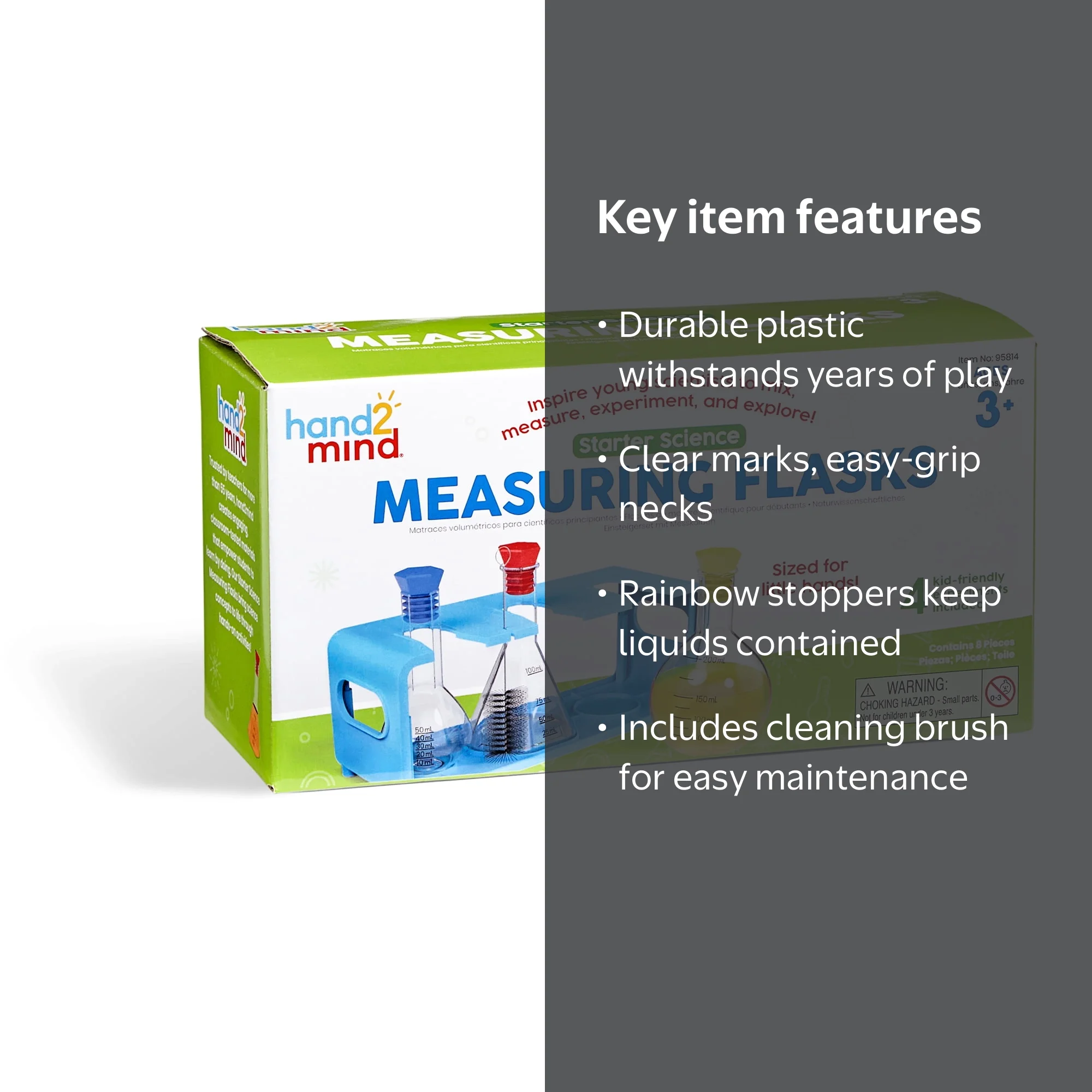 hand2mind Starter Science Measuring Flask Set, Plastic Beakers