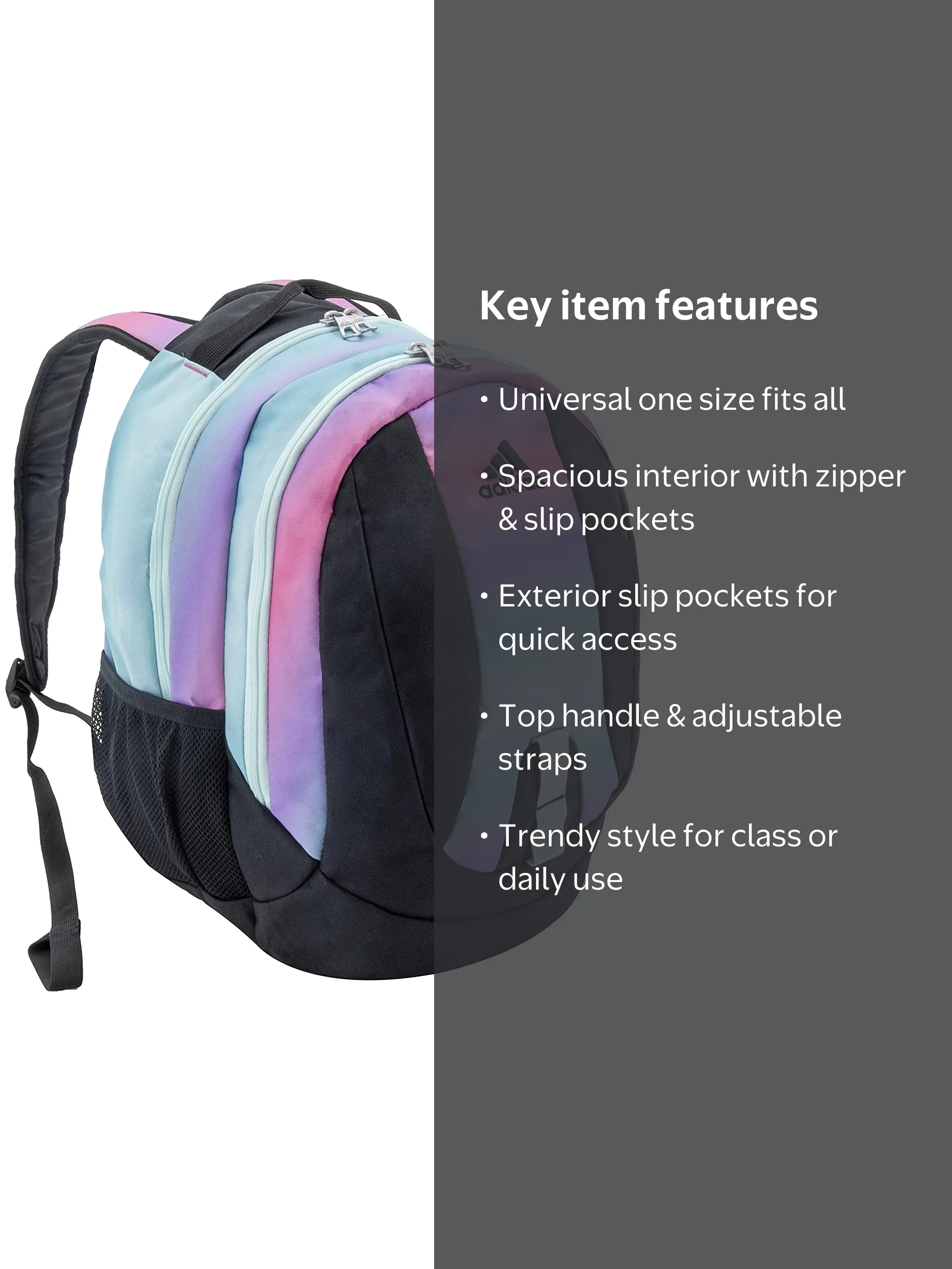 adidas backpack girls black pink purple blue Young Back-to-School Creator 21L, Dazed Gradient Clear Sky/Clear Sky Blue/Pink Spark, OSFA Whether you need it for travel Adidas Unisex Journal Backpack, Gradient
