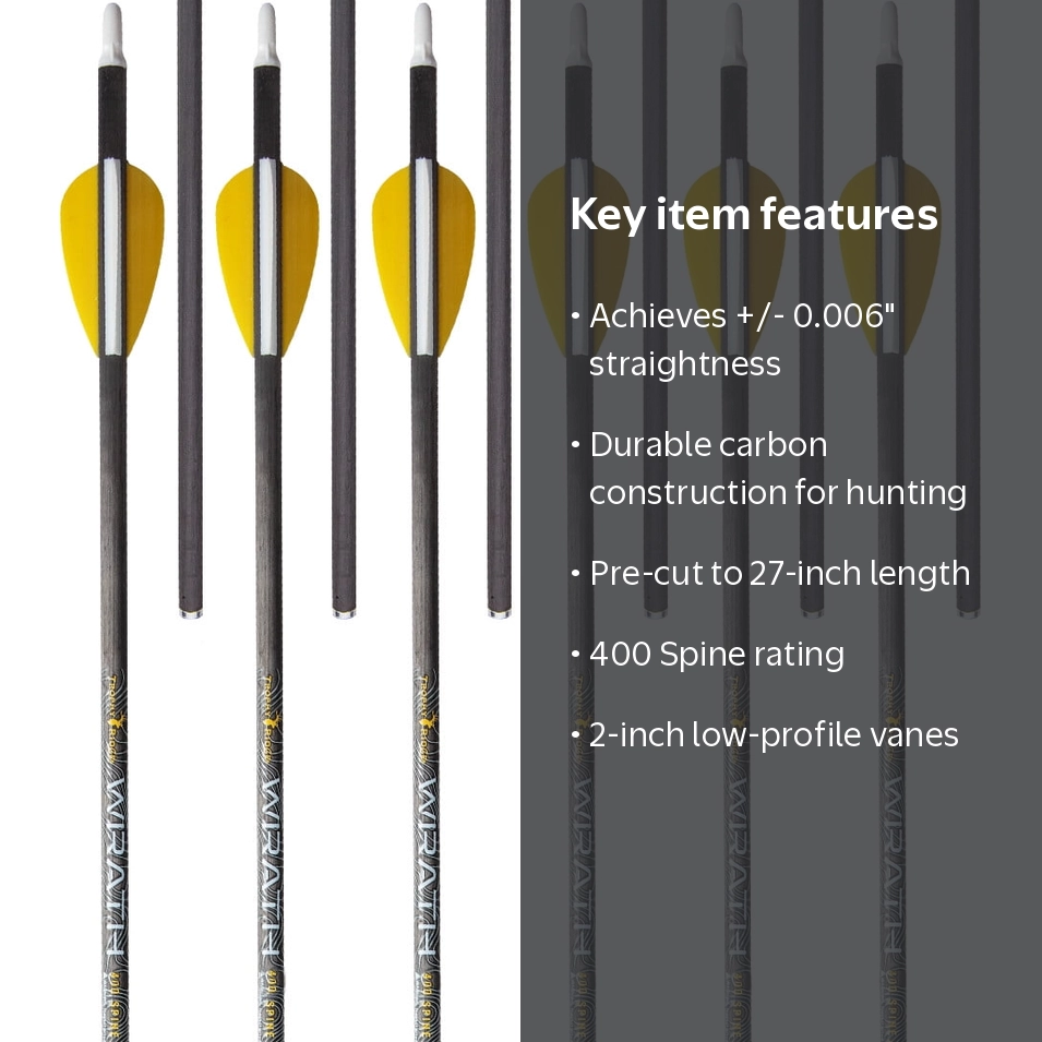 Trophy Ridge Wrath 400 Spine Fletched Carbon Arrows - Walmart.com