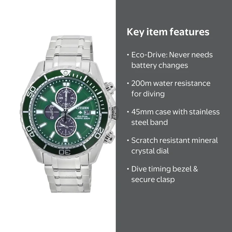 Citizen Promaster Dive Chronograph Eco-Drive Green Dial Men's