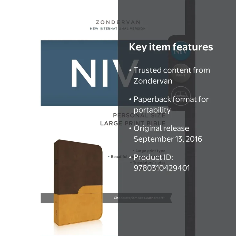 Zondervan Niv LP Chocolate Amber NPKG GM Paperback Book - Walmart.com