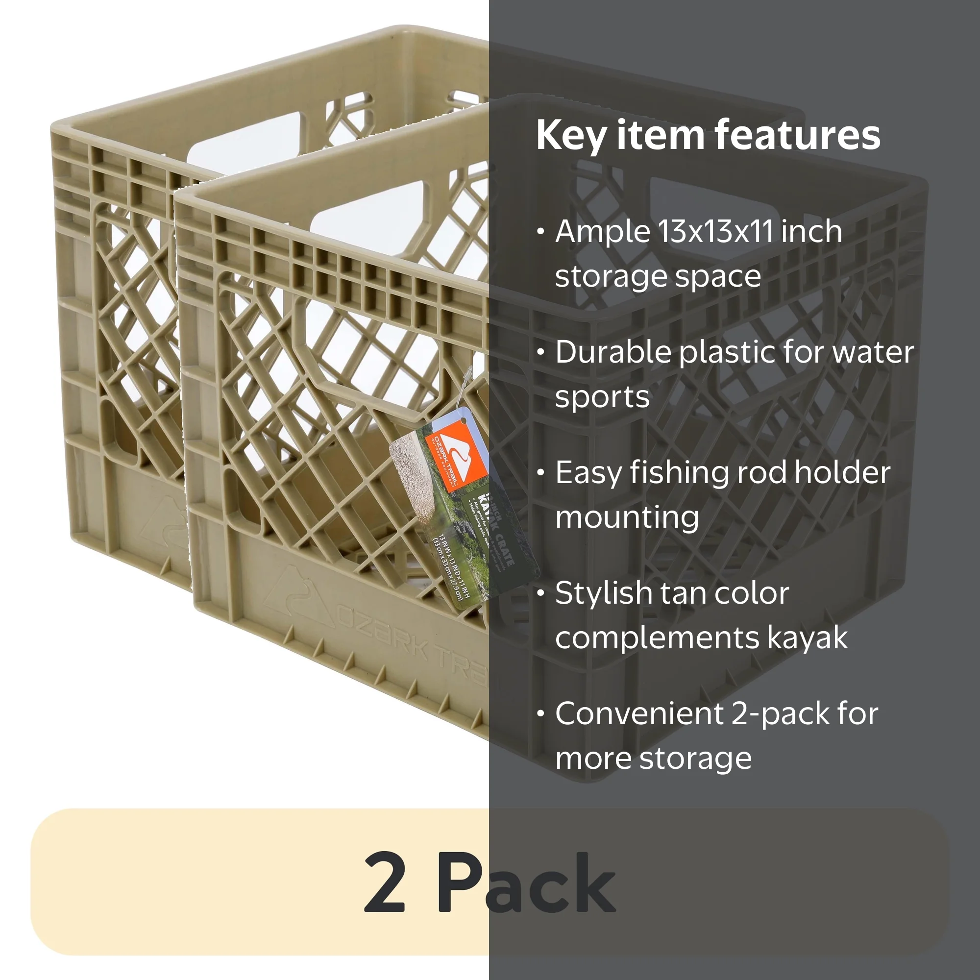 Ozark Trail Durable Kayak Crate Extra Storage Organizer 13x13x11